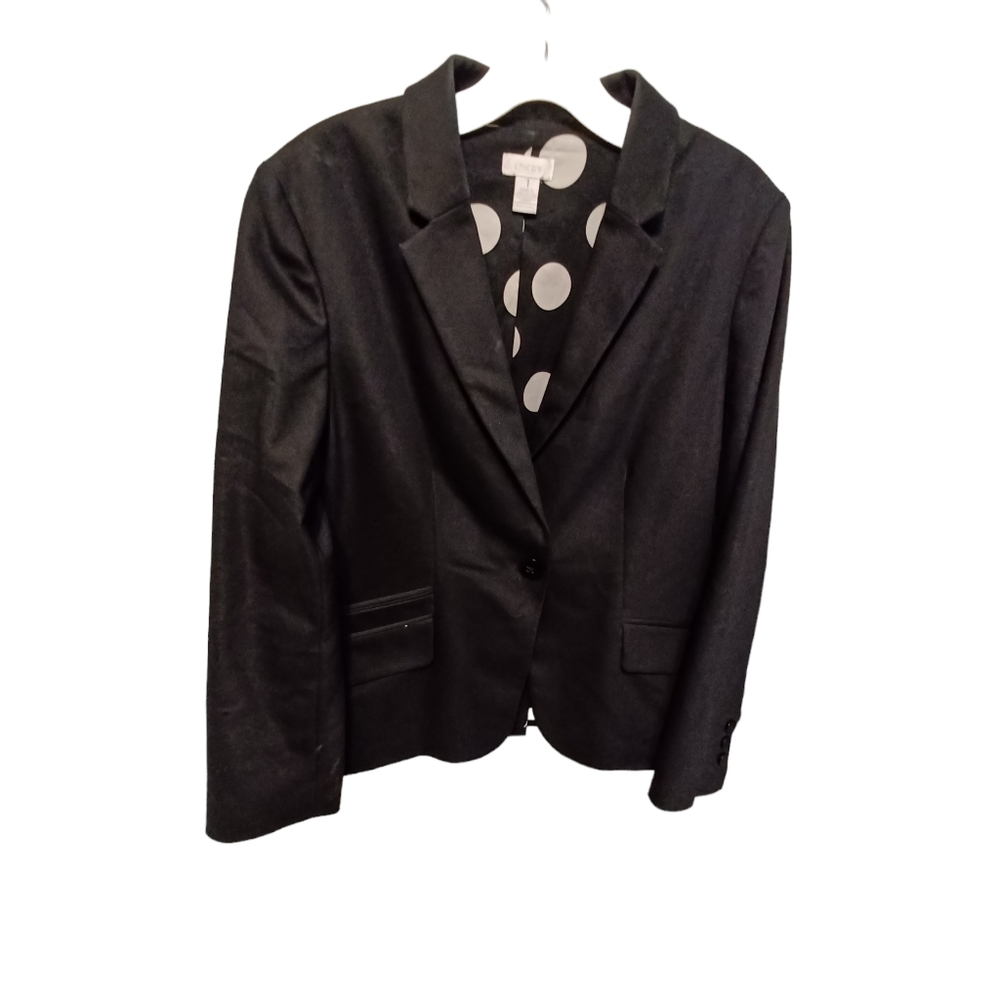 Chicos black polk a dot lined blazer size 1 chicos small/ medium